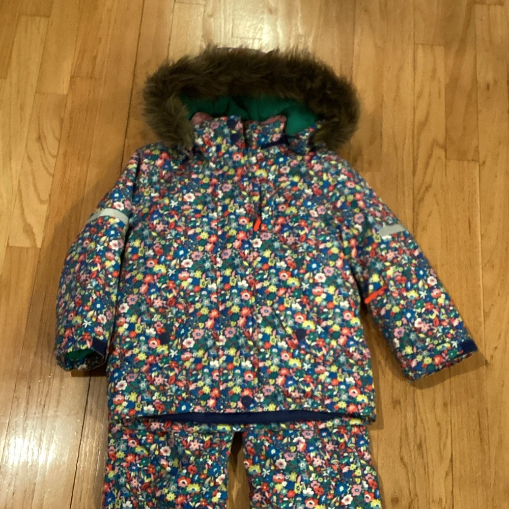Mini Boden Floral Navy Floral Jacket and Snow Pants - Picture 2 of 9